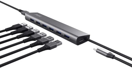 Trust Halyx 7-poorts USB-A Hub USB Hub Zilver