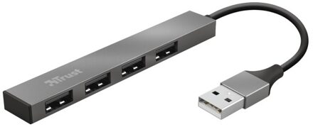 Trust Halyx Aluminium 4-Port Mini USB Hub USB Hub Zilver
