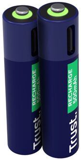 Trust Via USB-C oplaadbare AAA-batterijen (2 stuks) Batterij Blauw