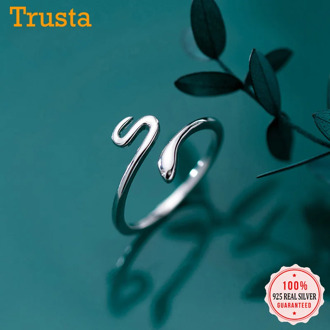 Trusta 2020 New 925 Sterling Silver Jewelry Opening Rings Size Snake Cocktail Ring Gift For Women Silver 925 Ring Jewelry DA620