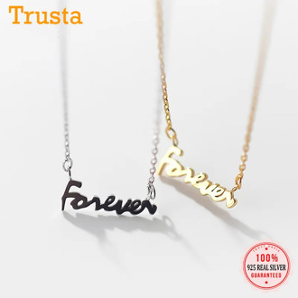 TrustDavis Real 925 Sterling Silver Fashion Sweet Forever Pendant Short Necklace For Women Wedding Party Fine S925 Jewelry DA410