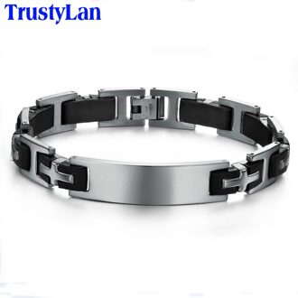 TrustyLan Cross Mens Bracelets Bangles Stainless Steel Black Silicone Man Bracelet Male Men's ID Bracelets Male Jewelry