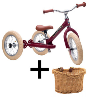 Trybike Steel loopfiets rood met mandje Rood, bruin