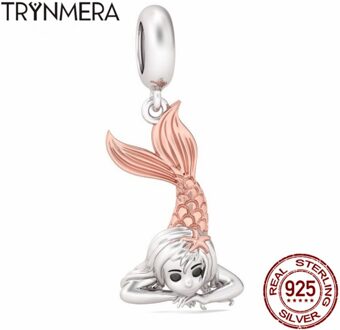 Trynmera Sterling Zilver 925 Sieraden Mermaid Meisje Sterling Zilveren Hanger Charm Sterling Zilveren Armbanden Diy Sieraden TA059
