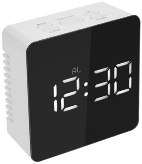 TS-S70 Multifunctionele Digitale Led Wekker Met Temperatuur Snooze Vierkante Vorm Spiegel Klok 2 Licht Luminescentie Niveau