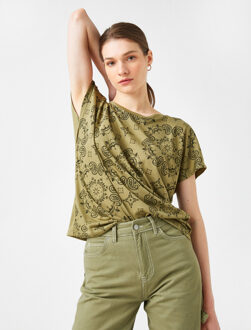 TSHIRT SS Printed T-Shirt Crew Neck Short Sleeve Kaki