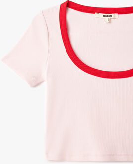 TSHIRT SS Ribbed Crop T-Shirt Roze