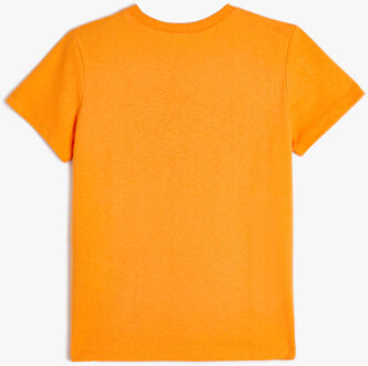 TSHIRT SS Slogan Printed Short Sleeve T-Shirt Crew Neck Cotton Oranje