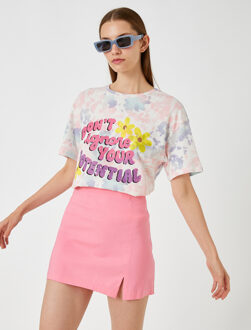 TSHIRT SS Slogan Printed T-Shirt Crew Neck Paars