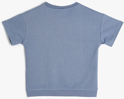 TSHIRT SS T-Shirt Slogan Printed Short Sleeve Crew Neck Cotton Blauw