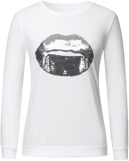 Tshirt Vrouwen Sequin Lange Mouwen Casual O Hals T-shirt Casual Basic Elegante Tops Poleras Camiseta Top Vrouwen T-shirt Haut femme A / XL