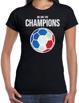 Tsjechie EK/ WK supporter t-shirt - we are the champions met Tsjechische voetbal - zwart - dames - kleding / shirt L