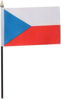 Tsjechie - mini vlaggetje van 10 x 15 cm op stokje - Landen vlag - H27 cm Multi
