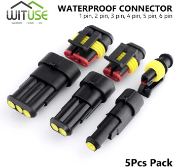 TSLEEN 5Pcs Waterproof Way Seal Quad Bike 1/2/3/4/5/6 Pin 12A IP68 Electrical Connector Plug Terminals For Truck Automotive Wire