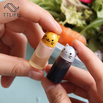 Ttlife 3 Stks/set Mini Kruiden Saus Fles Kleine Containers Mooie Kat Hond Flessen Voor Bento Lunchbox Keuken Jar Accessoires