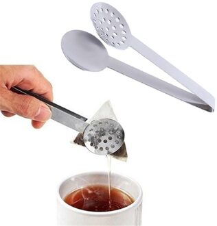 Ttlife Zilver Rvs Ronde Theezakje Tang Theezakje Squeezer Holder Grip Clip Voor Citroen Slice Keuken Tool