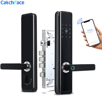 TTlock APP Biometric Fingerprint Door Lock Keyless Smart Lock WiFi Bluetooth Fingerprint Lock Electronic Home Lock Dual Battery