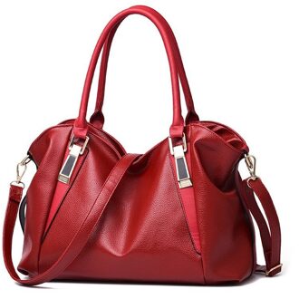 TTOU Vrouwen Handtas Vrouwelijke PU Lederen Tassen Handtassen Dames Solid Colo Schoudertas Office Dames Hobos Bag Totes Rood