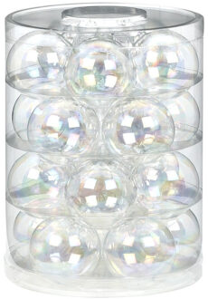 Tubes met 20x transparant parelmoer kerstballen van glas 6 cm glans en mat - Kerstbal