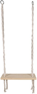 Tuin/balkon schommel / Macrame Swing - naturel - hout/stof - 60 x 20 x 150 cm Multi
