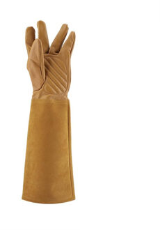 Tuin Bijenteelt Anti-bite Handschoen Rose Snoeien Tuinieren Lederen Handschoenen Antihechtende Punctie Proof Lange Werk Handschoen Bruin / S