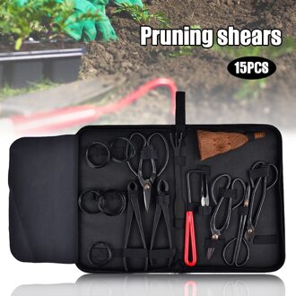 Tuin Bonsai Tool Set 15Pcs Carbon Staal Kit Cutter Schaar Met Nylon Case Outdoor Beugel Voor Camping Gevulde