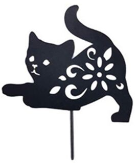 Tuin Decor Accessoires 2D Kat Vorm Figuur Grond Insert Decor Hollow Metalen Standbeeld Voor Tuin Outdoor Gazon Decoratie