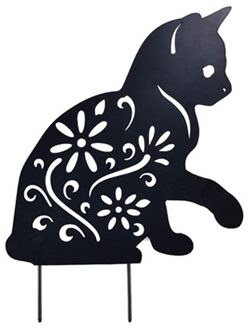 Tuin Decor Accessoires 2D Kat Vorm Figuur Grond Insert Decor Hollow Metalen Standbeeld Voor Tuin Outdoor Gazon Decoratie