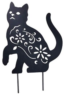 Tuin Decor Accessoires 2D Kat Vorm Figuur Grond Insert Decor Hollow Metalen Standbeeld Voor Tuin Outdoor Gazon Decoratie