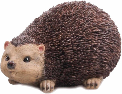 Tuin decoratie beeldje - egel - bruin - 22 x 13 cm - polystone