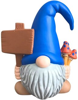 Tuin Decoratie Outdoor Gnome Standbeeld Collectible Beeldjes Miniatuur Hars Standbeeld Tuinieren Gnome Deco Jardin Exterieur blauw