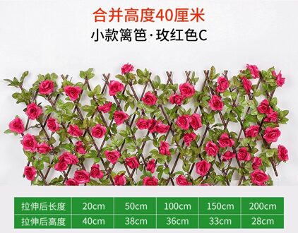 Tuin Decoratie Screening Imitatie Hout Kunstbloemen Bladeren Uitbreiden Latwerk Privacy Screen Intrekbare Hek Thuis S roos rood