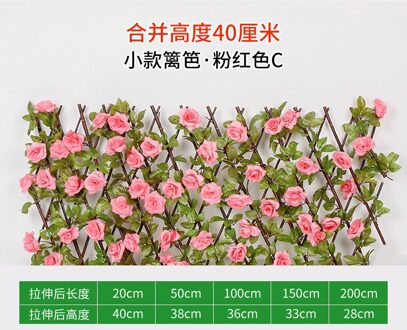 Tuin Decoratie Screening Imitatie Hout Kunstbloemen Bladeren Uitbreiden Latwerk Privacy Screen Intrekbare Hek Thuis S roze