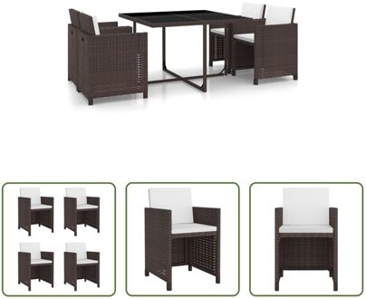 Tuin eetset - Poly rattan - Bruin - Tafel 109x109x74cm - Stoel 52x56x85cm