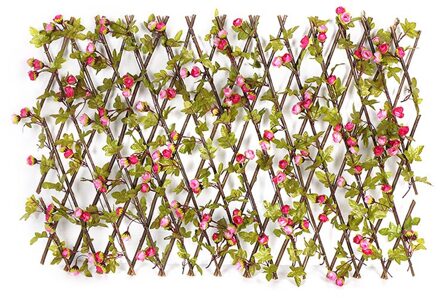 Tuin Hek Houten Hedge Met Kunstmatige Bloem Bladeren Screening Uitbreiden Latwerk Privacy Screen Balkon Tuin Decoratie