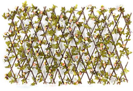 Tuin Hek Houten Hedge Met Kunstmatige Bloem Bladeren Screening Uitbreiden Latwerk Privacy Screen Balkon Tuin Decoratie