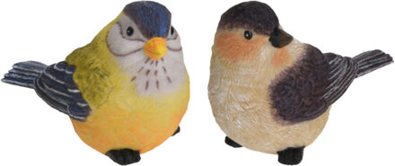 Tuin/huis decoratie beeldjes set van 2x vogeltjes - polystone - 12 cm