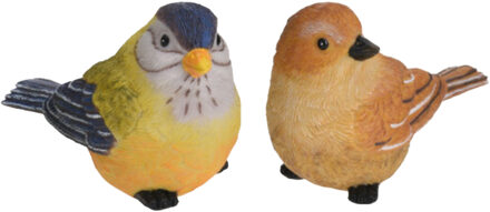 Tuin/huis decoratie beeldjes set van 2x vogeltjes - polystone - 12 cm