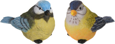 Tuin/huis decoratie beeldjes set van 2x vogeltjes - polystone - 12 cm