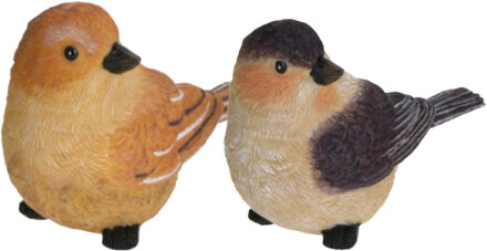 Tuin/huis decoratie beeldjes set van 2x vogeltjes - polystone - 12 cm