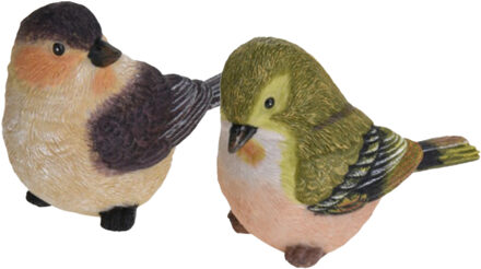 Tuin/huis decoratie beeldjes set van 2x vogeltjes - polystone - 12 cm