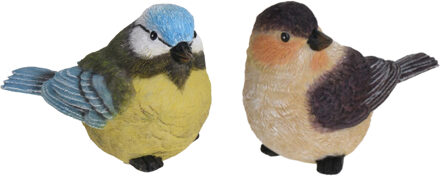Tuin/huis decoratie beeldjes set van 2x vogeltjes - polystone - 12 cm