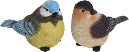 Tuin/huis decoratie beeldjes set van 2x vogeltjes - polystone - 12 cm