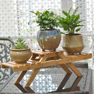 Tuin Indoor Multilayer Bloem Plank Outdoor Display Stand Planter Tafel Holder Home Decor Woonkamer Pot Rack Bamboe Plant