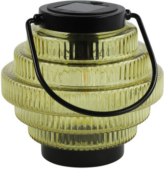 Tuin lantaarn Jardin - solar - geel/zwart - D16 x H16 cm - metaal/glas - buiten