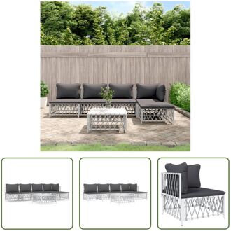 Tuin Lounge Set - Geweven Stof - Wit - 72x72x66 cm - Modulair