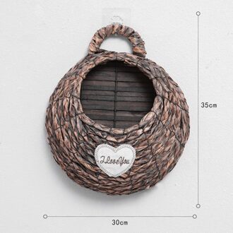 Tuin Muur Opknoping Bloempot, Wanddecoratie, Geweven Opknoping Mand, Smeedijzeren Opknoping Mand, rieten Groene Radijs Plant Wa A1