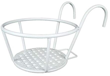 Tuin Opknoping Plant Iron Rekken Balkon Ronde Bloempot Rack Reling Hek Outdoor 1Pcs wit