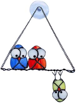 Tuin Ornamenten Wanddecoraties Woonaccessoires Woonkamer Glazen Venster Opknoping Decoratie Unieke Uil Ornament wit