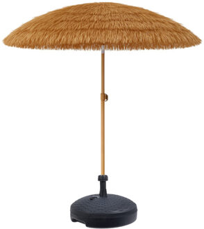 tuin Parasol Hawaii - raffia - kantelbaar - D150 cm - naturel - incl parasolvoet